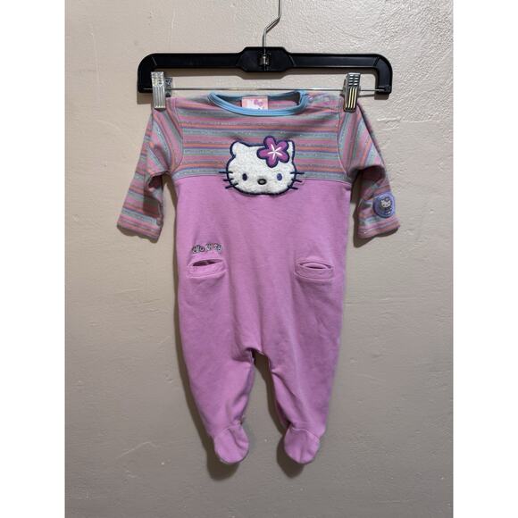 Y2K Sanrio Hello Kitty baby sleeper / romper, rare pastel rainbow stripe - Picture 1 of 6